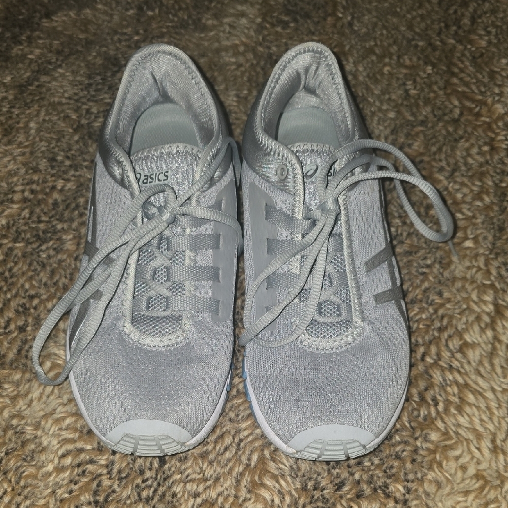 Asics Silver and Blue Athletic Shoes - Picture 2 of 9